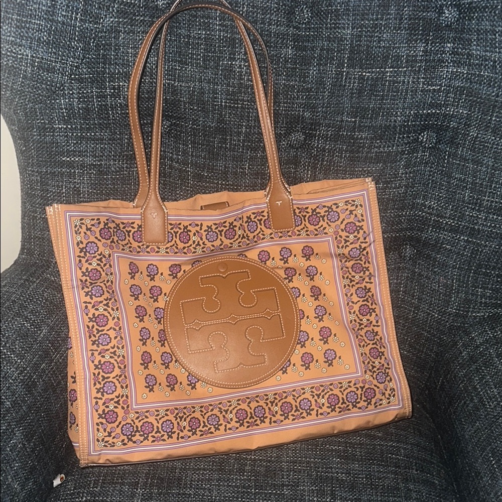 Tory Burch Brown and Purple Tote Bag